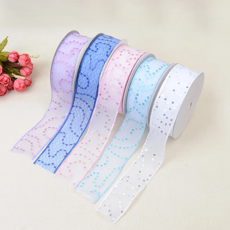 

Organza Ribbon Sequins Solid Color 1-1/2" 38mm High Quality DIY Wedding Clothing Sewing & Fabric Accessories BBXU-025