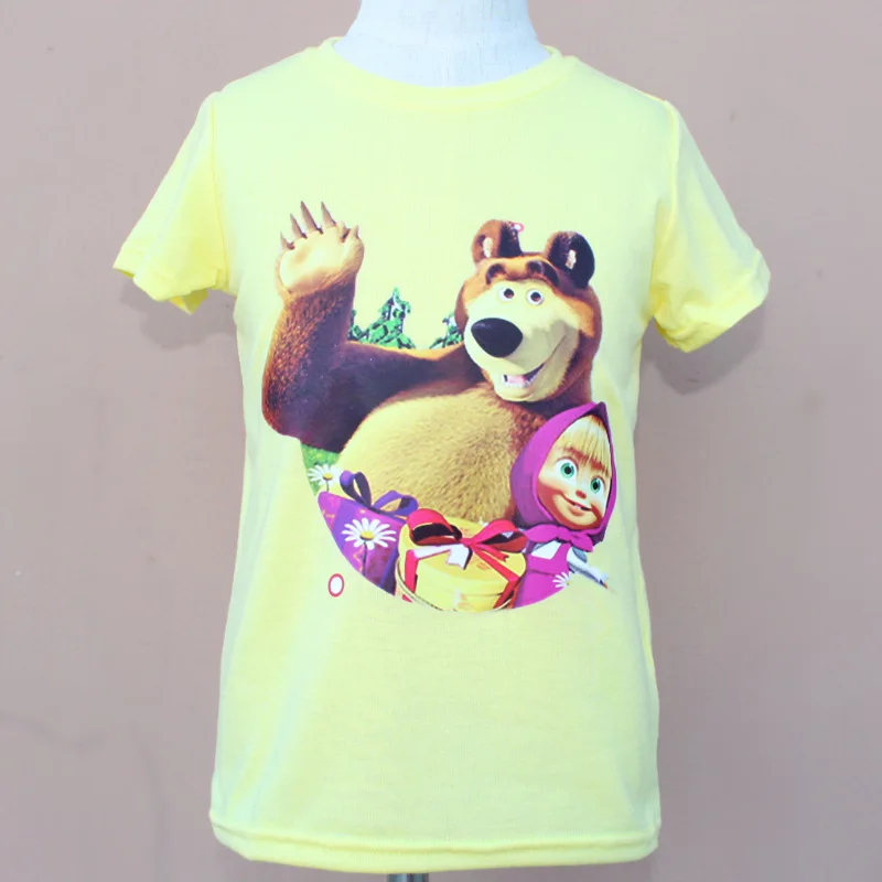

Children's Summer T-shirt  Cartoon Masha And Bear Short Sleeve Boys And Girls T shirt Kids Summer Cotton Shirt Clothing