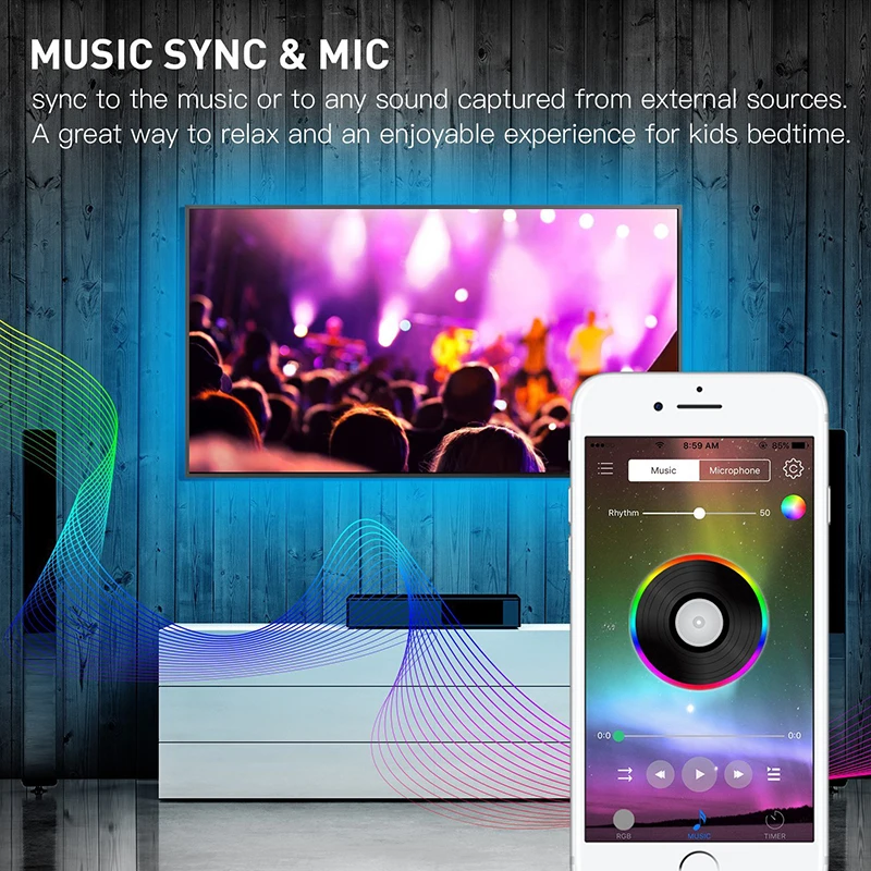 HKKZI Светодиодная лента USB 5V 5050 RGB Водонепроницаемая 1M 2M 3M Bluetooth Wifi музыка лампа ТВ
