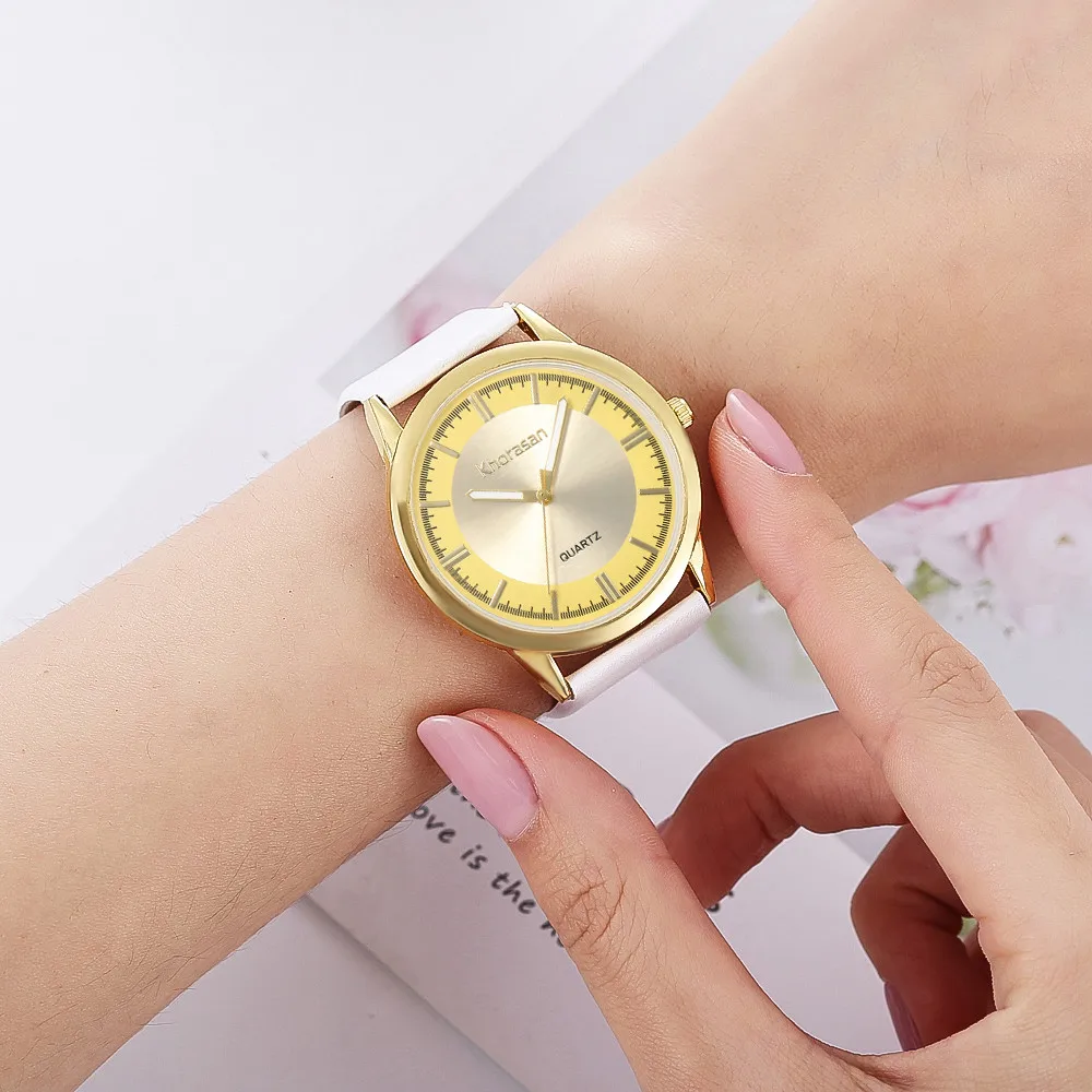 Модные женские белые кварцевые часы Роскошные Кварцевые часы Высокое качество Простой циферблат повседневные часы с кожаным ремешком стальные женские часы# W3