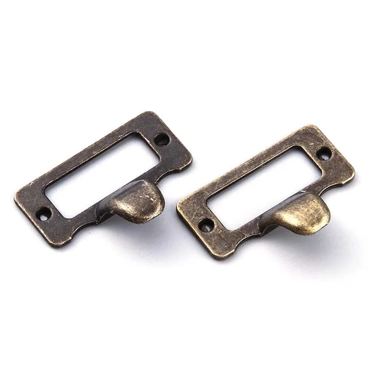 Antique Bronze Filing Handle Pull Drawer Index Card Frame