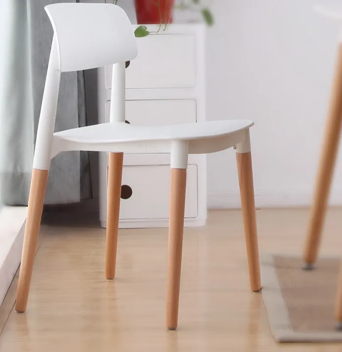 Plastic and wood dining chair modern classic design minimalist leisure