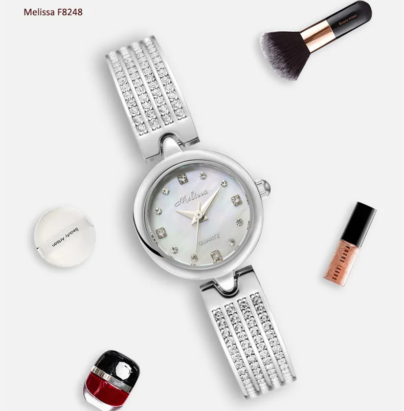 Moda melissa delicado pulseira relógio simples mulher