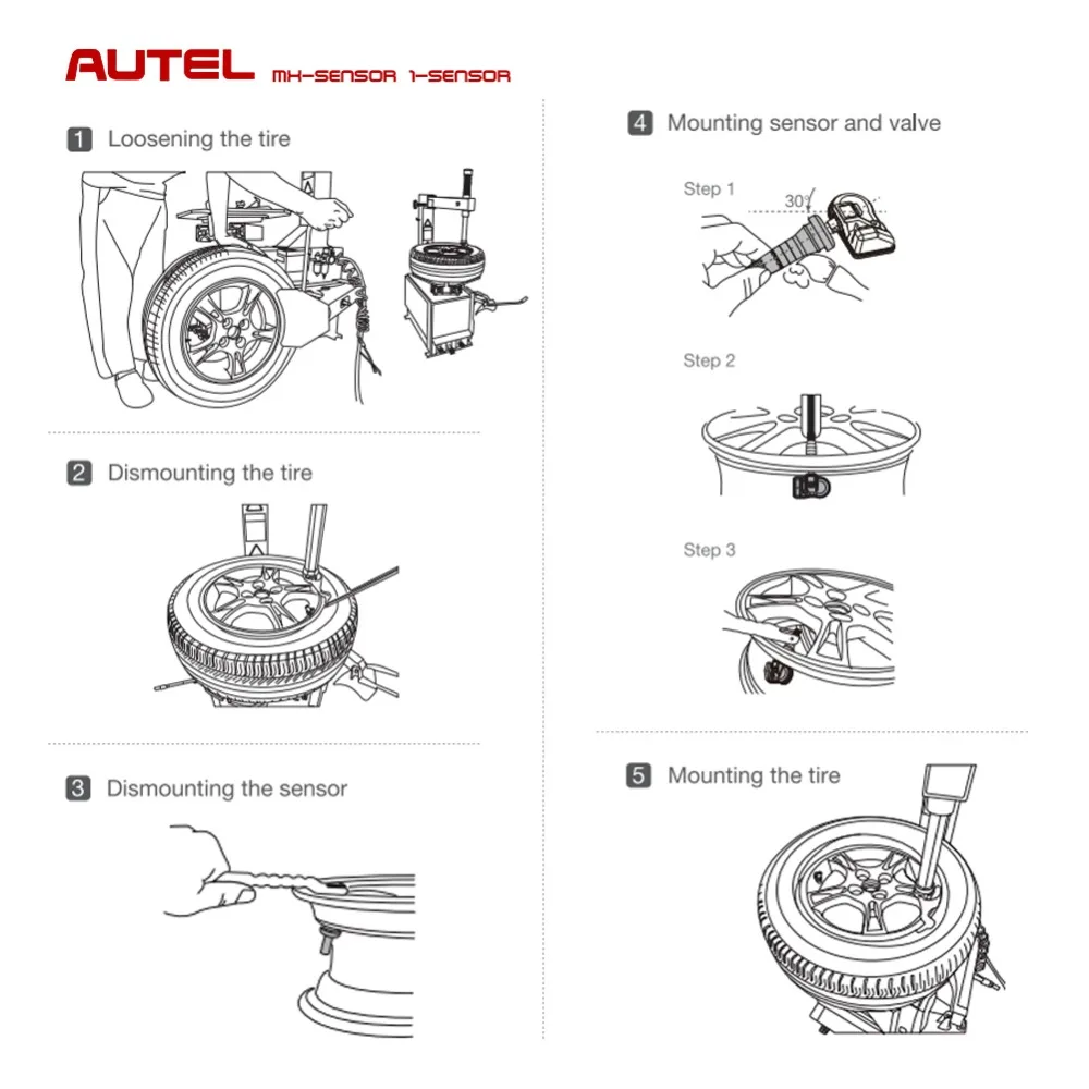 Датчики Autel MX 2 в 1 резиновые клапаны 315 и 433 МГц TPMS OE Level 100% программируемые для