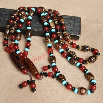 

Tibetan-style natural agate chalcedony, nine-eye and three-eye bead pendant, exquisite handicraft jewelry