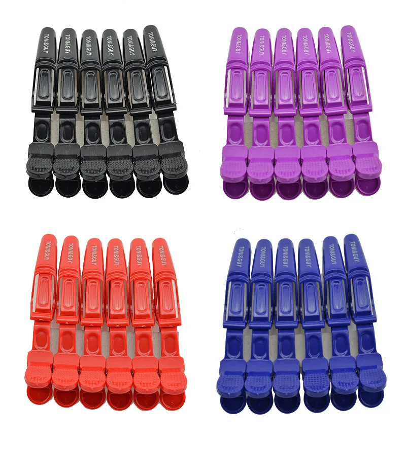 6 PcsPack Alligator Hair Clips Black Purple Red Hairpins Beak Sectioning Clamp Hairdressing Hair Care Styling Tools Accessory (3)