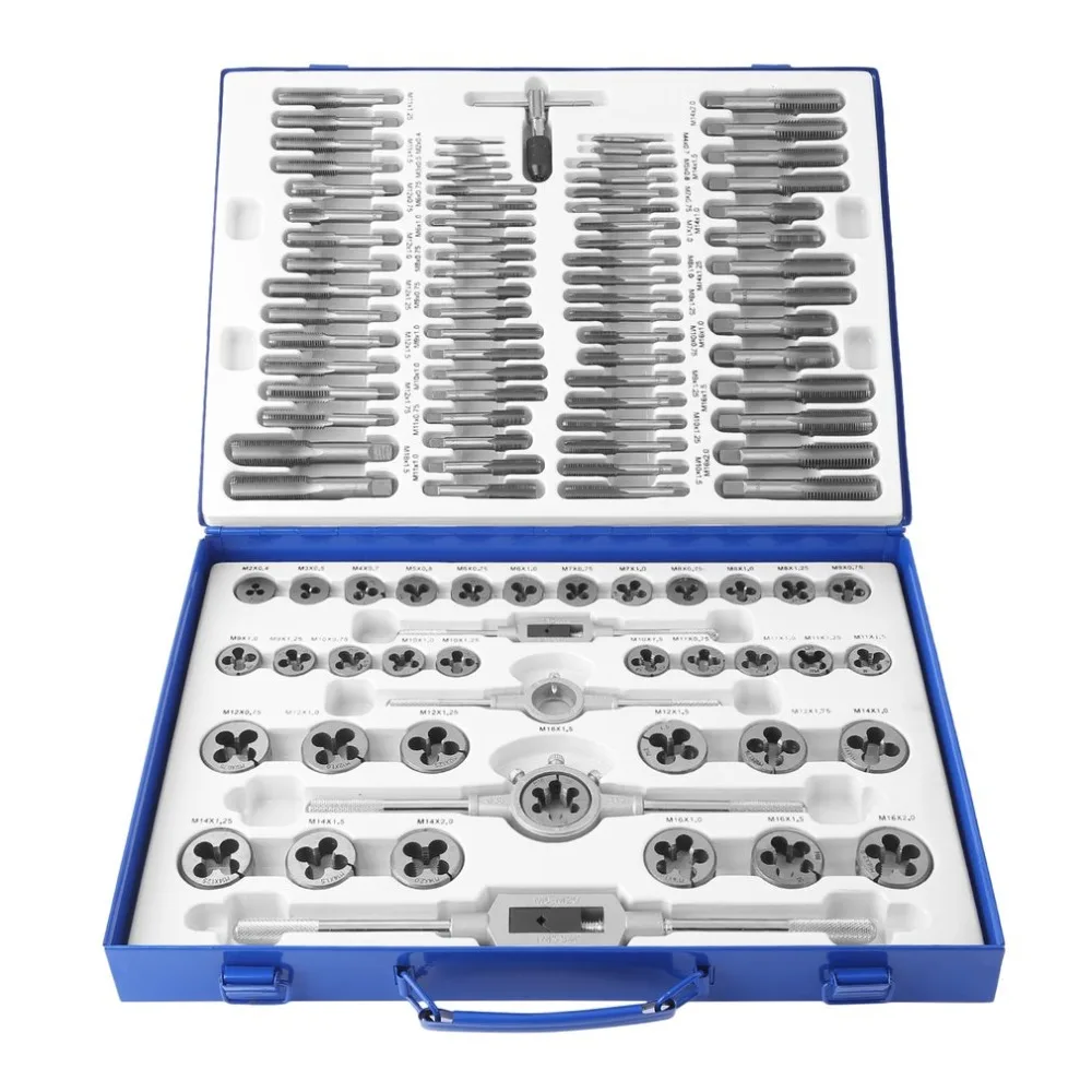 

DE (Ship From DE)110PCS Screw Thread Drill Kit Professional Alloy Steel Taps Thread Cutter Durable Metric Tap Die Set Hand Tools