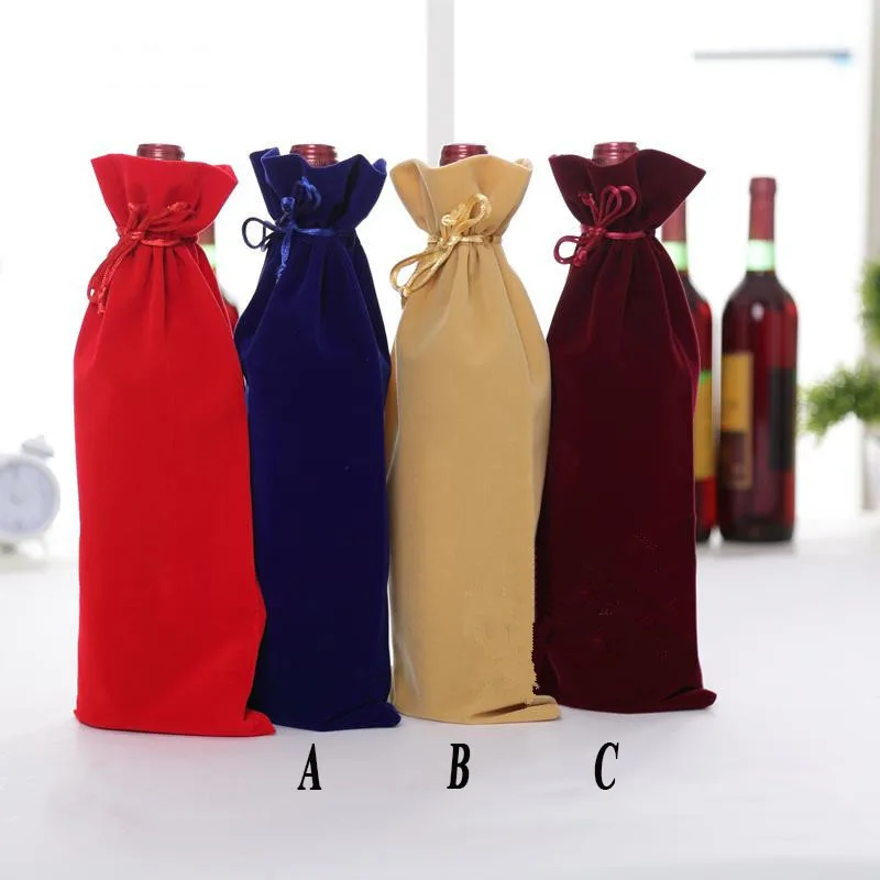 100pcs/lot Wine Bag Cloth Drawstring Bag For Wine Bottle champagne