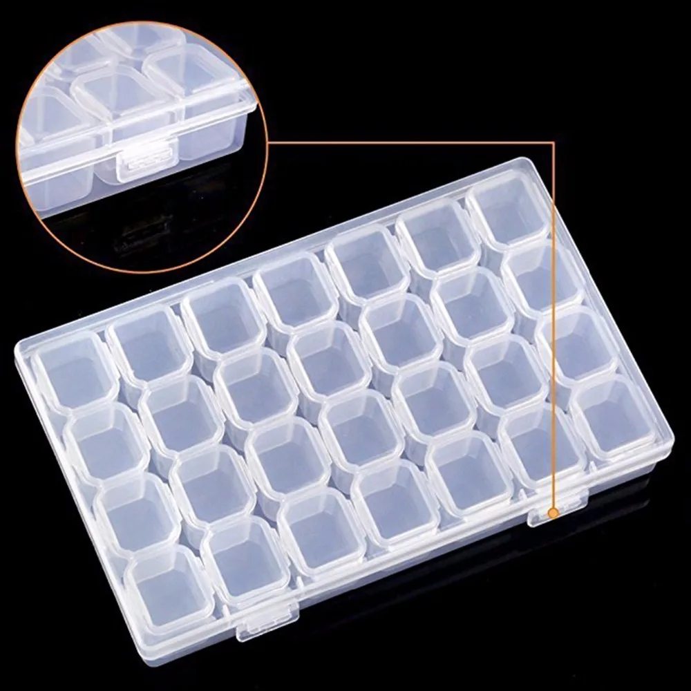 28 Lattices Detachable Diamond Embroidery Accessories Storage Box Case Organizer Sorting Holder Rhinestone Divider With Cover