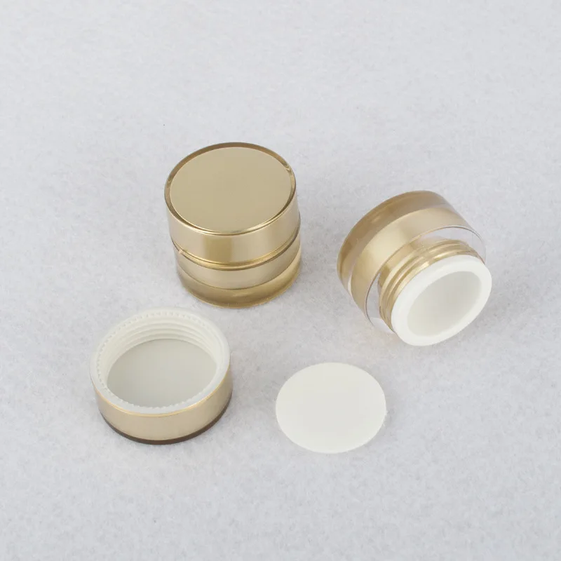 

1pcs 5g 10g gold acrylic straight round cream bottle cosmetic jars High-end cosmetics sub-bottle wholesale BQ115