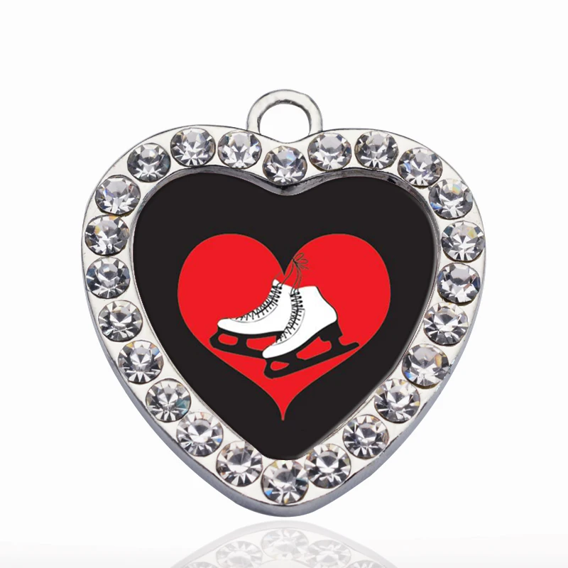 

I Heart Ice Skating Circle Charm Charms For DIY Jewelry Accessories Making