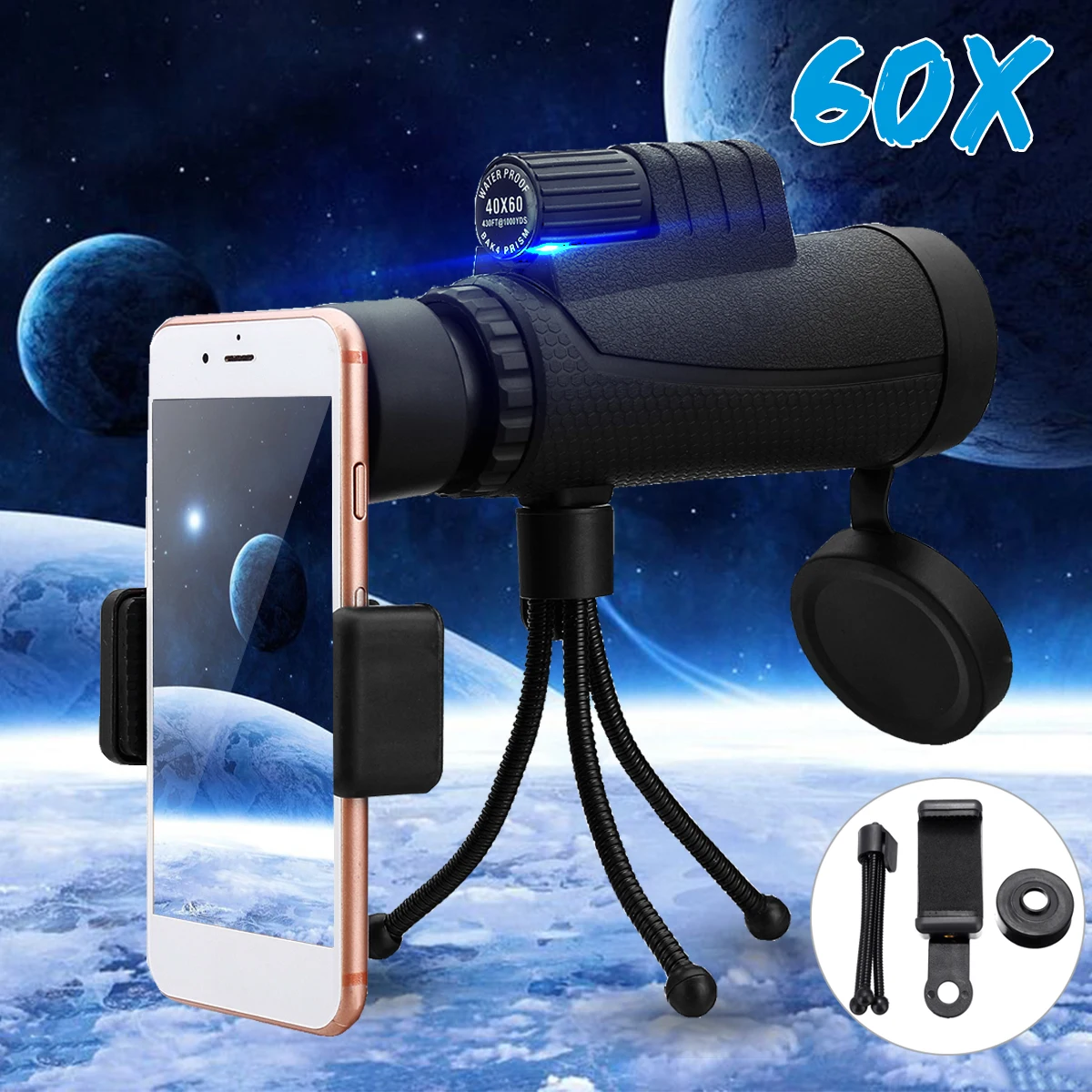 للماء 40x60 التكبير قوية HD أحادي تلسكوب المحمولة BAK4 FMC عدسة بصرية تلسكوب مع ترايبود للصيد في الهواء الطلق