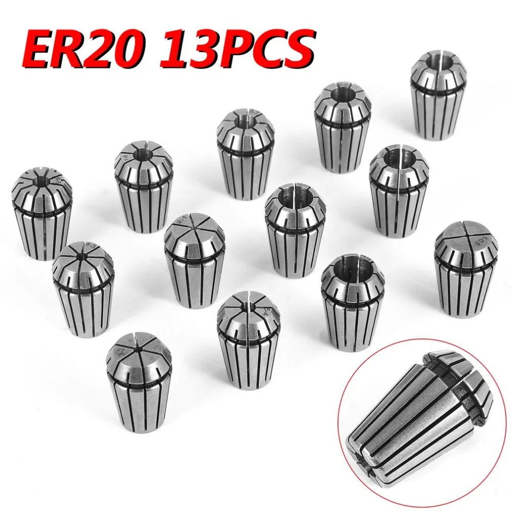 

13PCS/SET 1-13mm ER20 Spring Collet Set CNC Workholding Engraving & Milling Lathe Milling Machine Engraving Lathe Tools