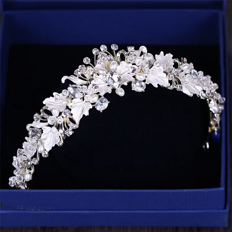Hair Accessory Hair Headdress Bridal Headwear Hair Band Crown Baroque Vintage Gold Color Rhinestone Pearl Flower Bridal Crowns Tiaras Headband Crystal Diadem Crown Wedding Hair Accessories