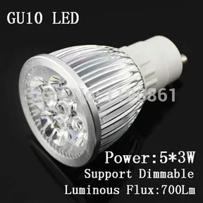 

85-265V dimmable/non-dimmable GU10 E27 5.3 15W LED Lamps spotlight bulb energy saving for illumination Free Shipping