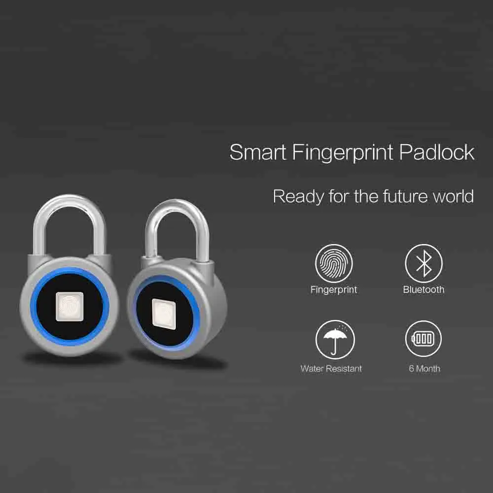 Смарт-ключа отпечатков пальцев замок Bluetooth телефон приложение разблокировать Водонепроницаемый Anti-Theft для дверного навесного замка