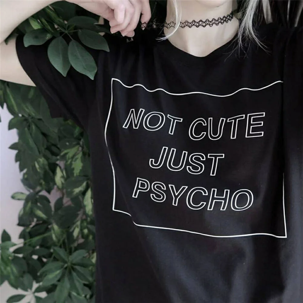 Женская классная футболка в стиле гранж с надписью Not Cute Just psytumblr модные женские