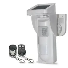 Наружная водонепроницаемая система солнечной сигнализации, питомец, инфракрасный датчик, напоминание(звук и вспышка, когда сигнализация)+ 2 шт. пульт дистанционного управления, брелок