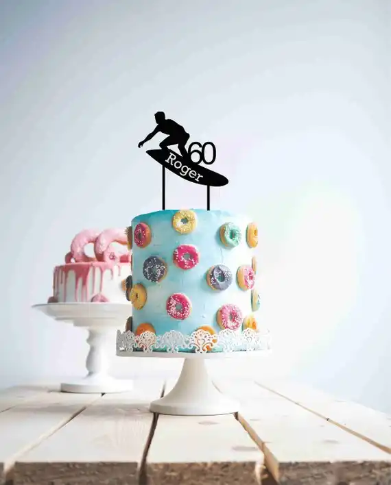 Personalised with Custom Name and Age Happy Birthday all ages Birthday Cake Topper Party Decoration 41st Birthday Any Glitter Colour Decoration.