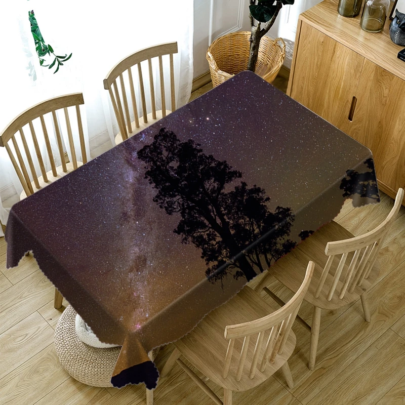 

Big tree in the night sky painting tablecloth multi-function digital printing 3D tapestry cloth
