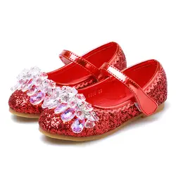 2018 новая детская обувь для девочек весна Хрустальный цветок девушка туфли принцессы