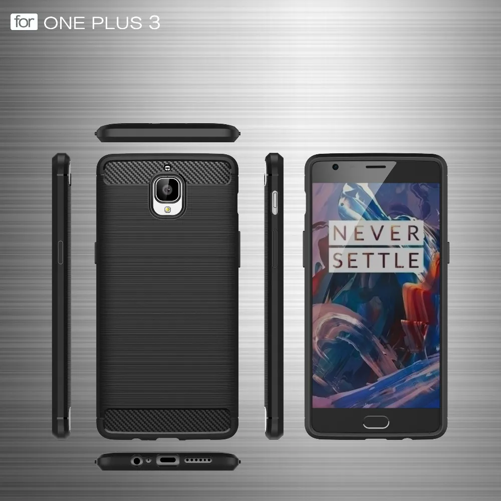 

Hybrid Armor Case For Oneplus 3 One plus 3 Oneplus 3T one plus 3 3T Carbon Fiber Texture Brushed Silicone TPU Soft Back Cover
