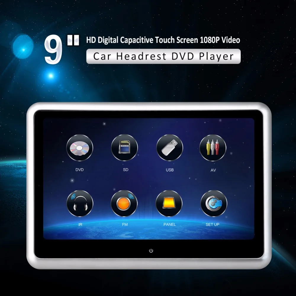 

9 inch FHD touch screen headrest DVD with FM/IR/USB/SD/wireless game