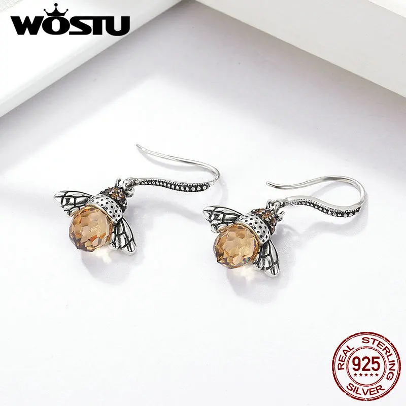 Женские серьги подвески в виде пчелы из серебра 100% пробы|earrings for|dropping earrings for womendrop
