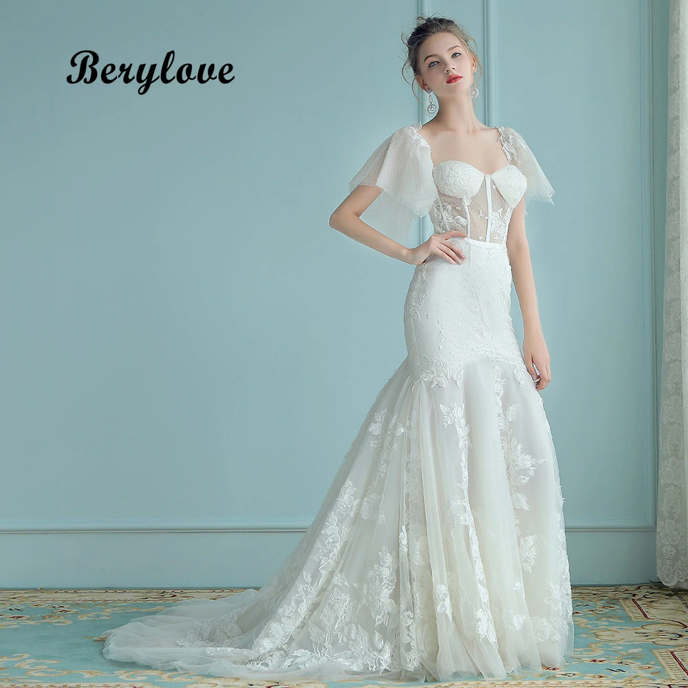 mermaid see through wedding dresses