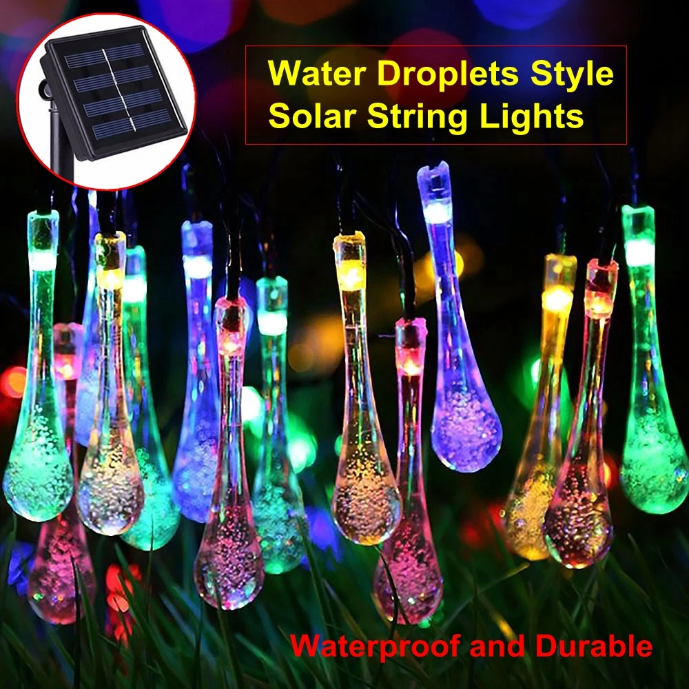 

HoozGee Solar String Lights Outdoor Fairy Lamp Multicolor 20 LED Water Drop Garden Christmas Party Decor Dream for Festival
