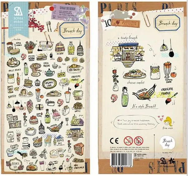 

Vintage Brunch day series paper food sticker/DIY Note sticker/Decoration label/School office supplies GT066