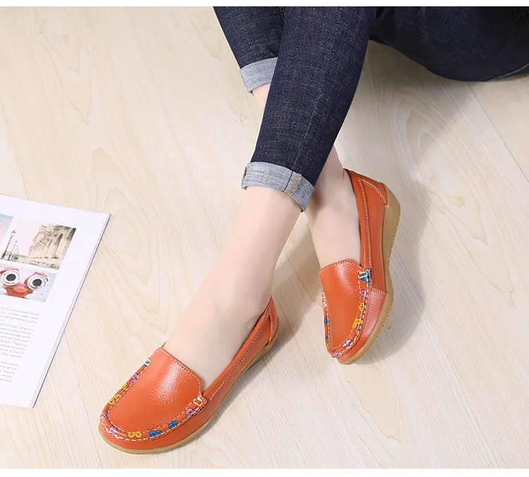 AH 2805-2019 Genuine Leather Women Loafers-10