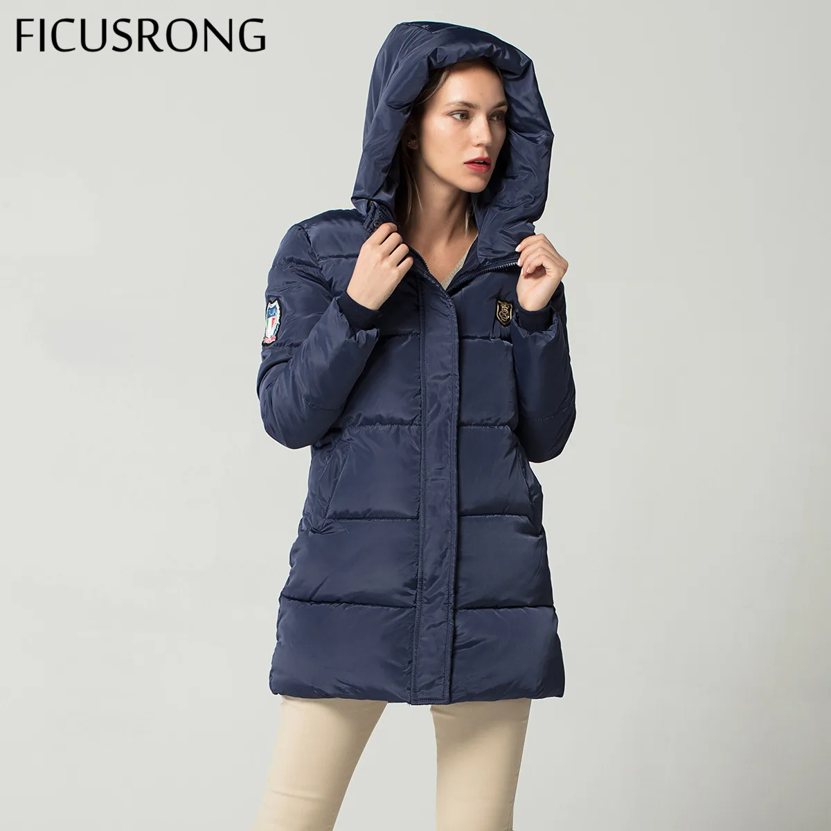 New Long Basic Jacket Female Women Winter Hooded Coat Thick Cotton Jacket Womens Outerwear Tops casaco feminino FICUSRONG 2018
