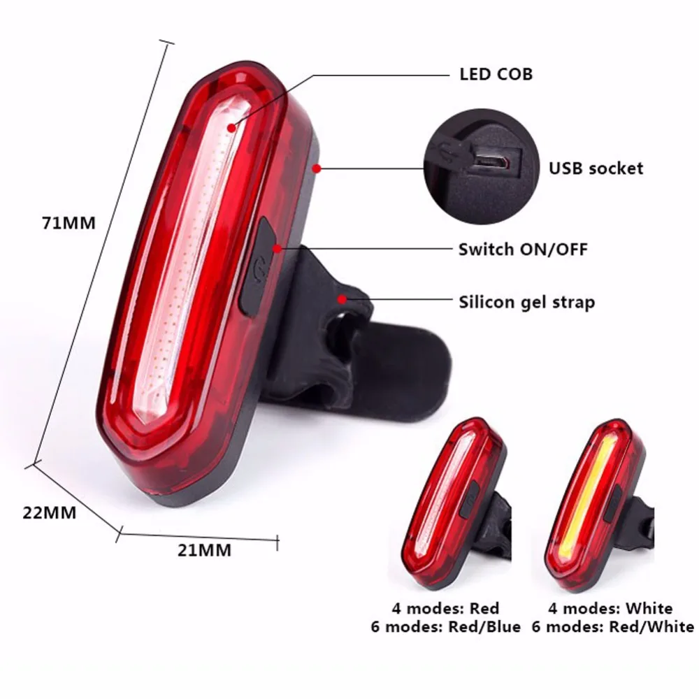 USB Rechargeable COB Rear Bike light Taillight Safety Warning Bicycle Light Front Rear Tail Lamp 4style LED Flash Lights USB Rechargeable COB Rear Bike light Taillight Safety Warning Bicycle Light Front Rear Tail Lamp 4style LED Flash Lights