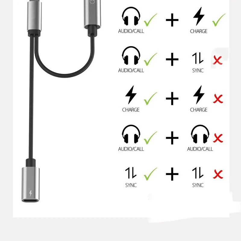 Зарядки аудио 2 в 1 Наушники Кабель-адаптер вызова сплиттер Алюминий конвертер Поддержка вызова для IOS10.3 11 для iPhone 8 7 7 Plus