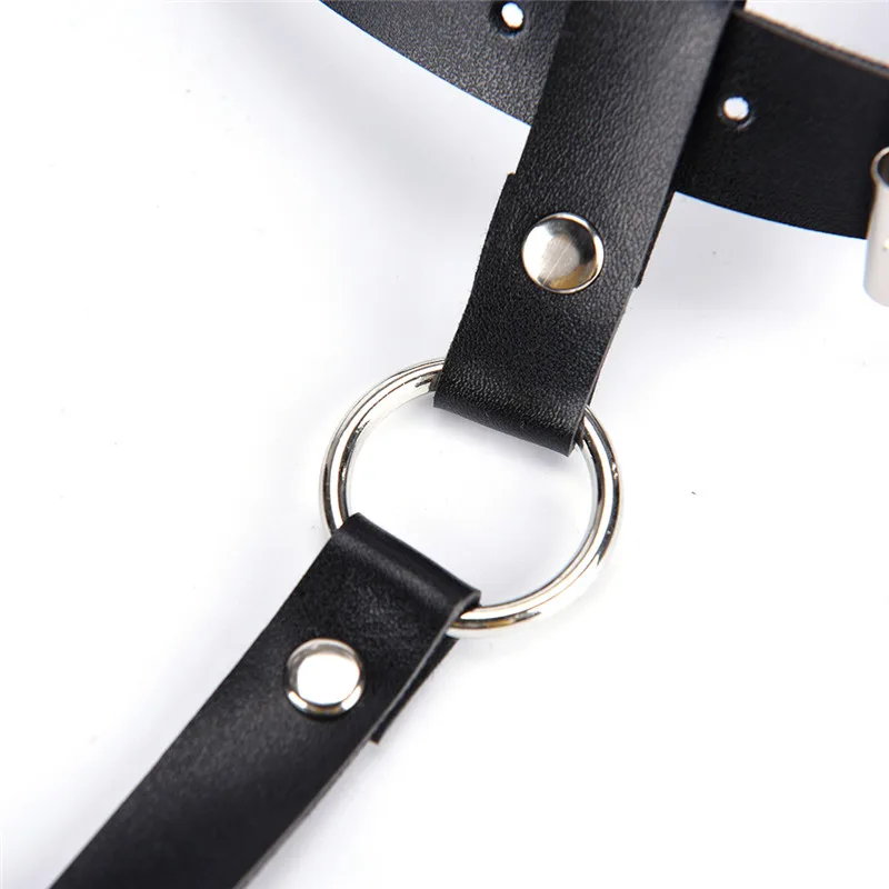 Handmade Punk Costume Outfit O-Round Waist Belt with 4 suspenders Sexy Women Men leather Waist Garter belt for Stockings Bow