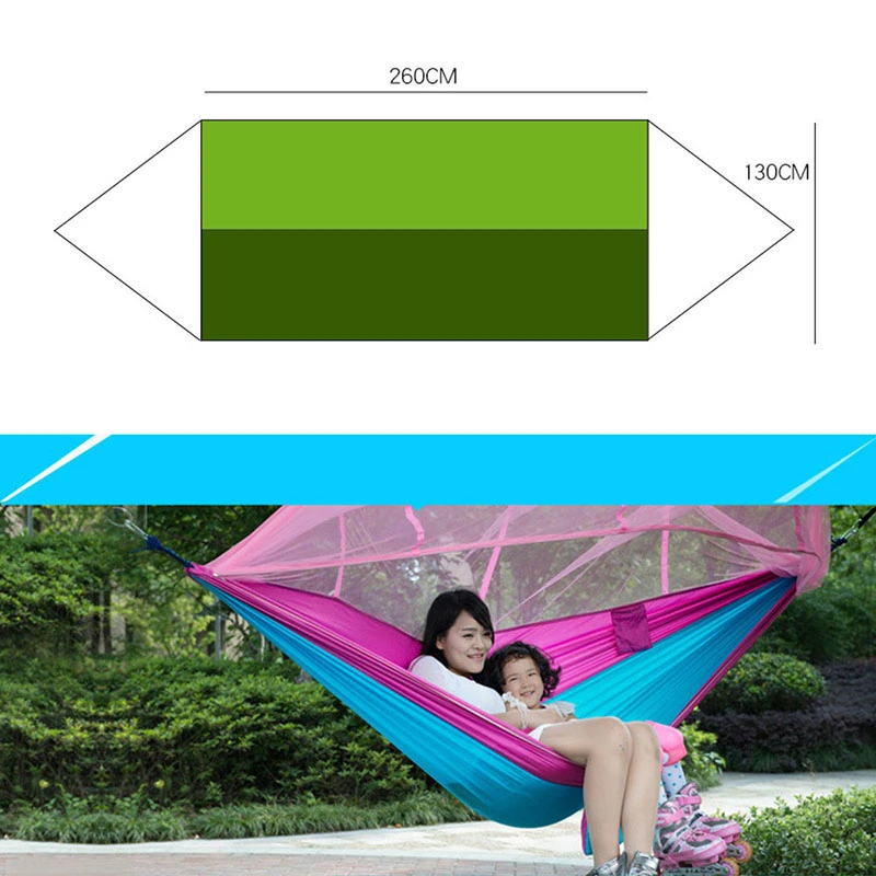 

Outdoor Mosquito Net Parachute Hammock Camping Hanging Sleeping Bed Swing Portable Double Chair Hamac Blue Pink