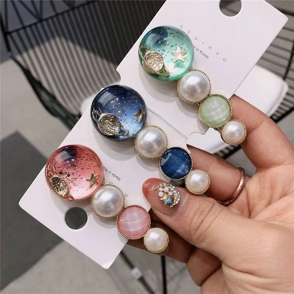 

2019 New Fashion Chic Women Pearl Hair Clip Starry Sky Barrette Girls Hairpin Hair Clips Hair Accessories Gift