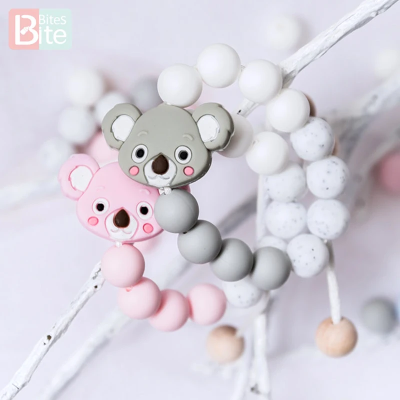 

Bite Bites 1pc Koala Baby Silicone Teether Teething Bracelet Rattle Can Be Fixed Nurse Gift Food Grade Silicone Baby Toy Teether