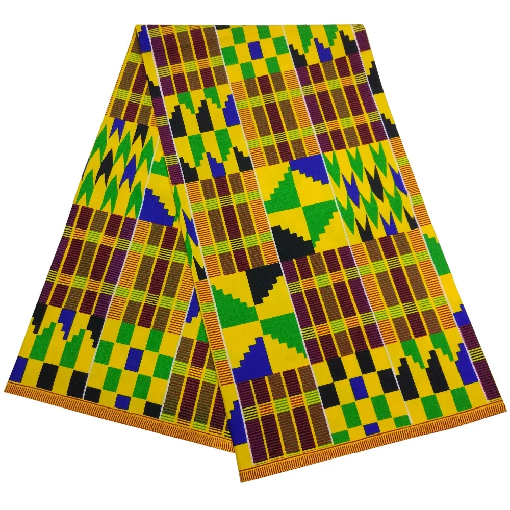 Африканская восковая ткань kente Ткань 6 ярдов Анкара африканская восковая печать Оптом Полиэстер Гана восковая ткань для платья