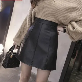 

leather sexy mini skirt black pencil pu a line faux skirts winter clothing women plus size jupe office korean harajuku cute xxl