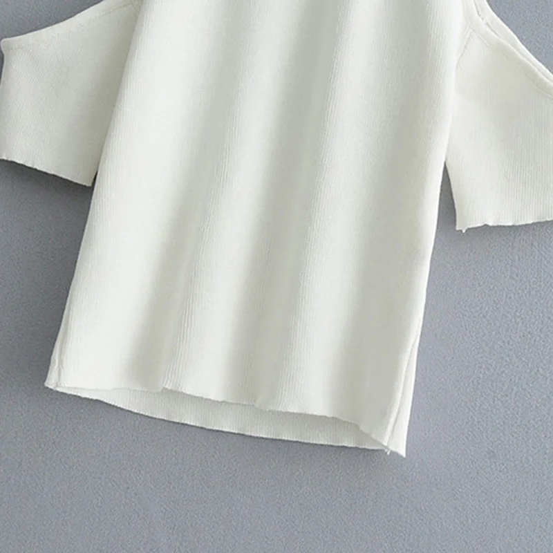 Summer Neck Ring Shirt Women Sexy Slim Strapless Shoulder Casual Short Sleeve Knitting Long Shirts Ladies Tops Summer Neck Ring Shirt Women Sexy Slim Strapless Shoulder Casual Short Sleeve Knitting Long Shirts Ladies Tops