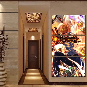 

Canvas Home Decor Hd Print Painting 3 Piece One Punch Man Anime Poster Wall Art Modular Picture For Bedside Background Framework