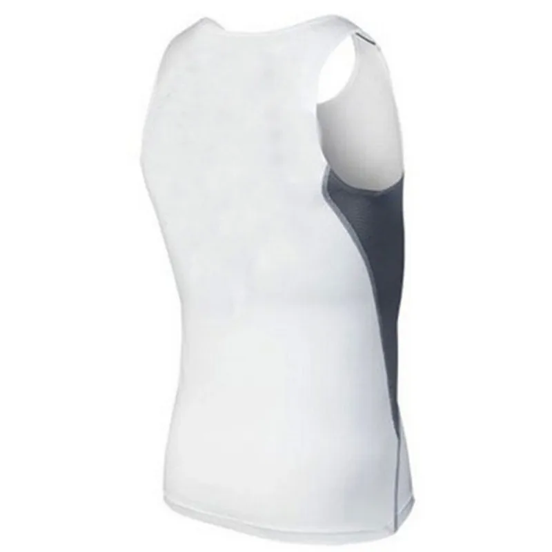 Летний мужской влагоотводящий жилет одежда плотно облегающие базовый слой фитнес тренировочный жилет майки - Цвет: Белый