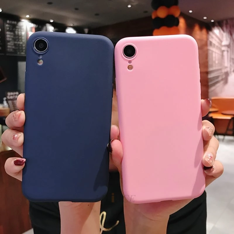 Матовый однотонный силиконовый чехол карамельного цвета для телефона iphone xr x xs max 6 6s 7 8 plus 5 5S se мягкая задняя крышка из ТПУ fundas coque