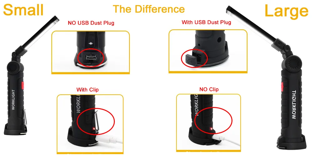 Дропшиппинг светодиодный светильник-Вспышка складной USB Перезаряжаемый COB портативный Рабочий светильник Магнитная база крюк инспекционная лампа для кемпинга