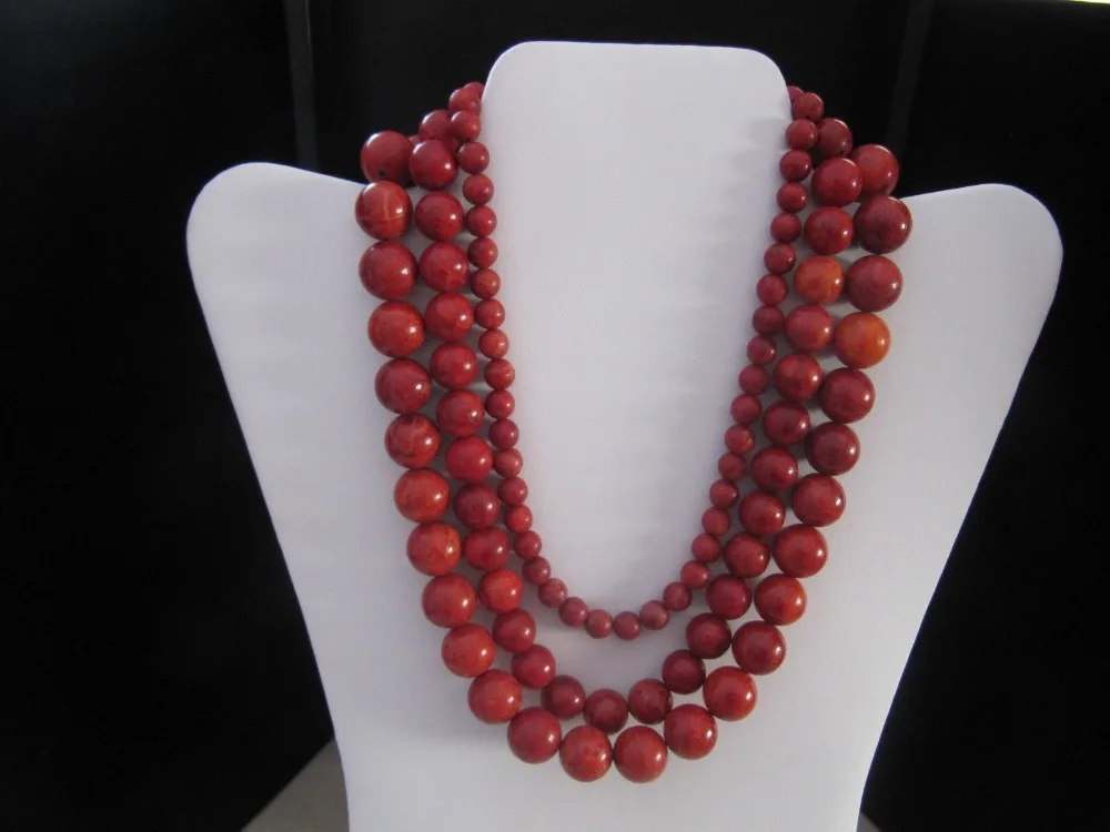 

FREE SHIPPING>@@> 1113 3 ROW GRADUATED CORAL BEAD NECKLACE