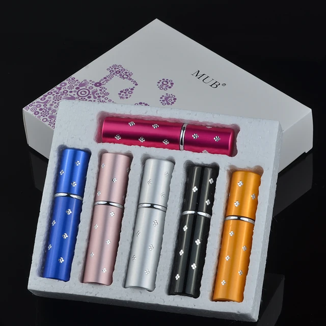 MUB - 6 PCS 5ml Refillable Portable Mini Perfume Bottle; Traveler Aluminum Spray Atomizer Empty Perfume bottle With Package Box - Image 5