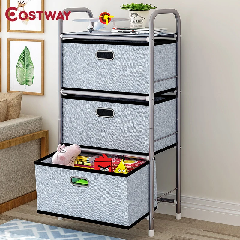 

COSTWAY Drawer Storage Cabinet Home Storage Shelf Holders Racks Saving Space for Living Room Bedroom W0357