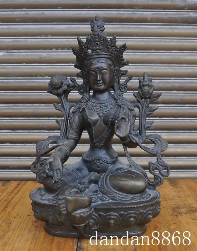 

christmas chinese tibet buddhism bronze seat Green Tara Bulmo Bodhisattva goddess statue halloween
